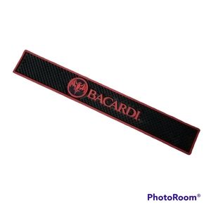 Commercial Grade Bacardi Rum Logo Black & Red Spill Matt Bar Rail Anchor